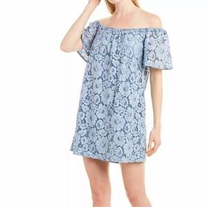 Revolve Three Eighty Two Lace Off The Shoulder Dress Denim Color New Small S